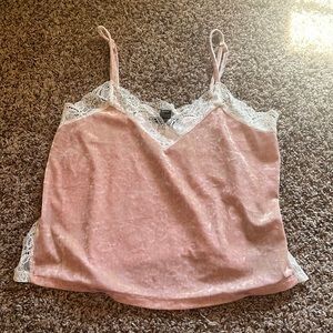 Forever 21 Lace-Trimmed Velvet Tank